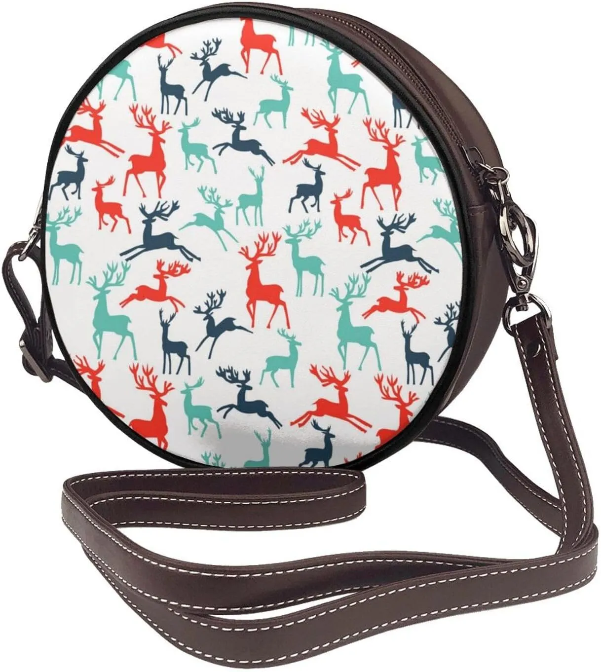 Crossbody Bags Circle Purses Women, Lightweight Functional Multi Pocket Purse Adjustable Strap
