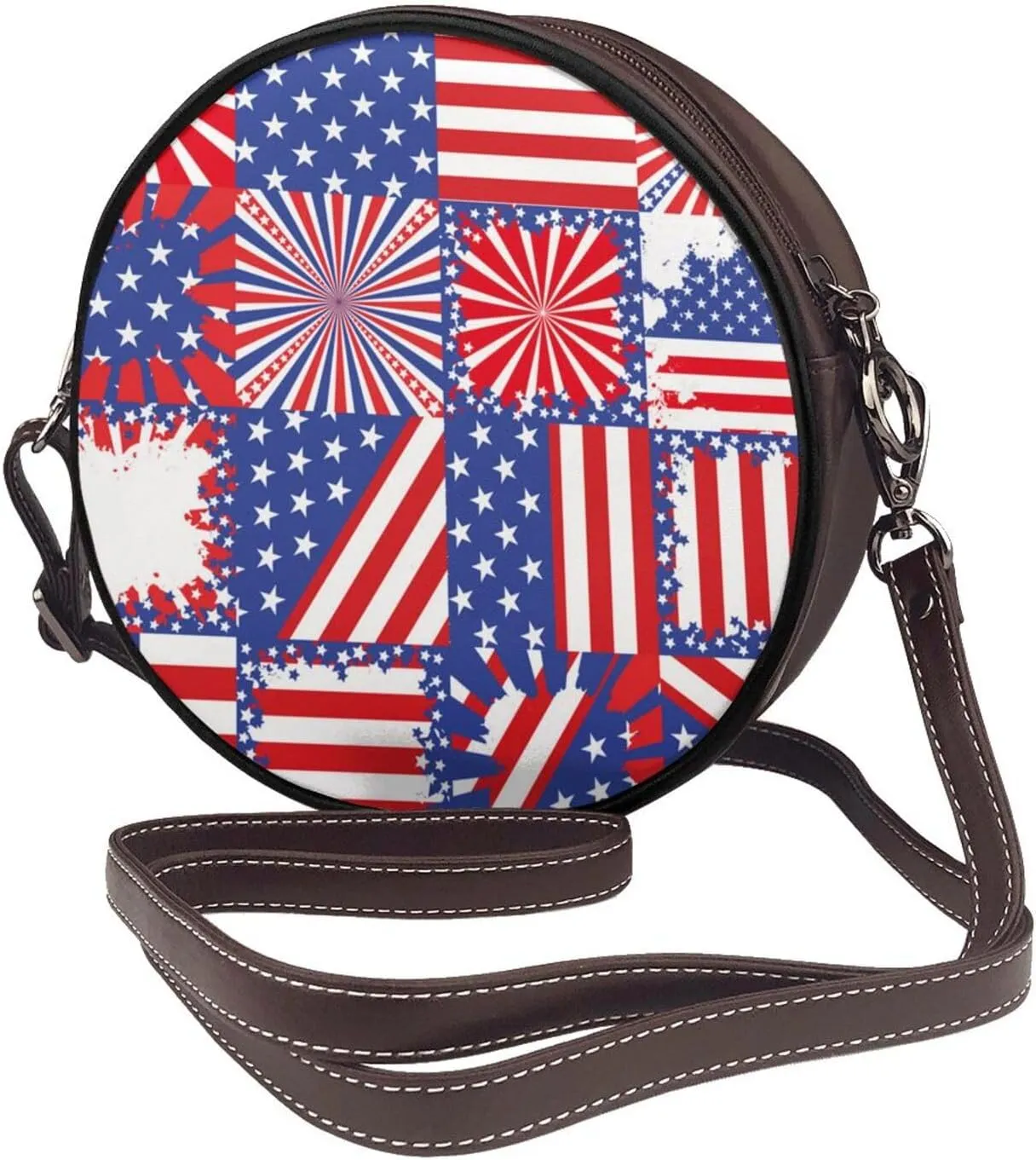 Crossbody Bags Circle Purses Women, Lightweight Functional Multi Pocket Purse Adjustable Strap