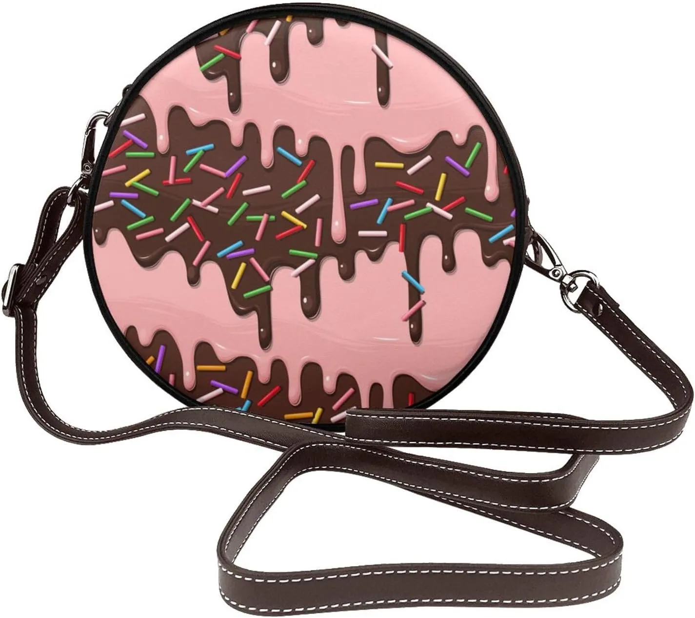 Crossbody Bags Circle Purses Women, Lightweight Functional Multi Pocket Purse Adjustable Strap