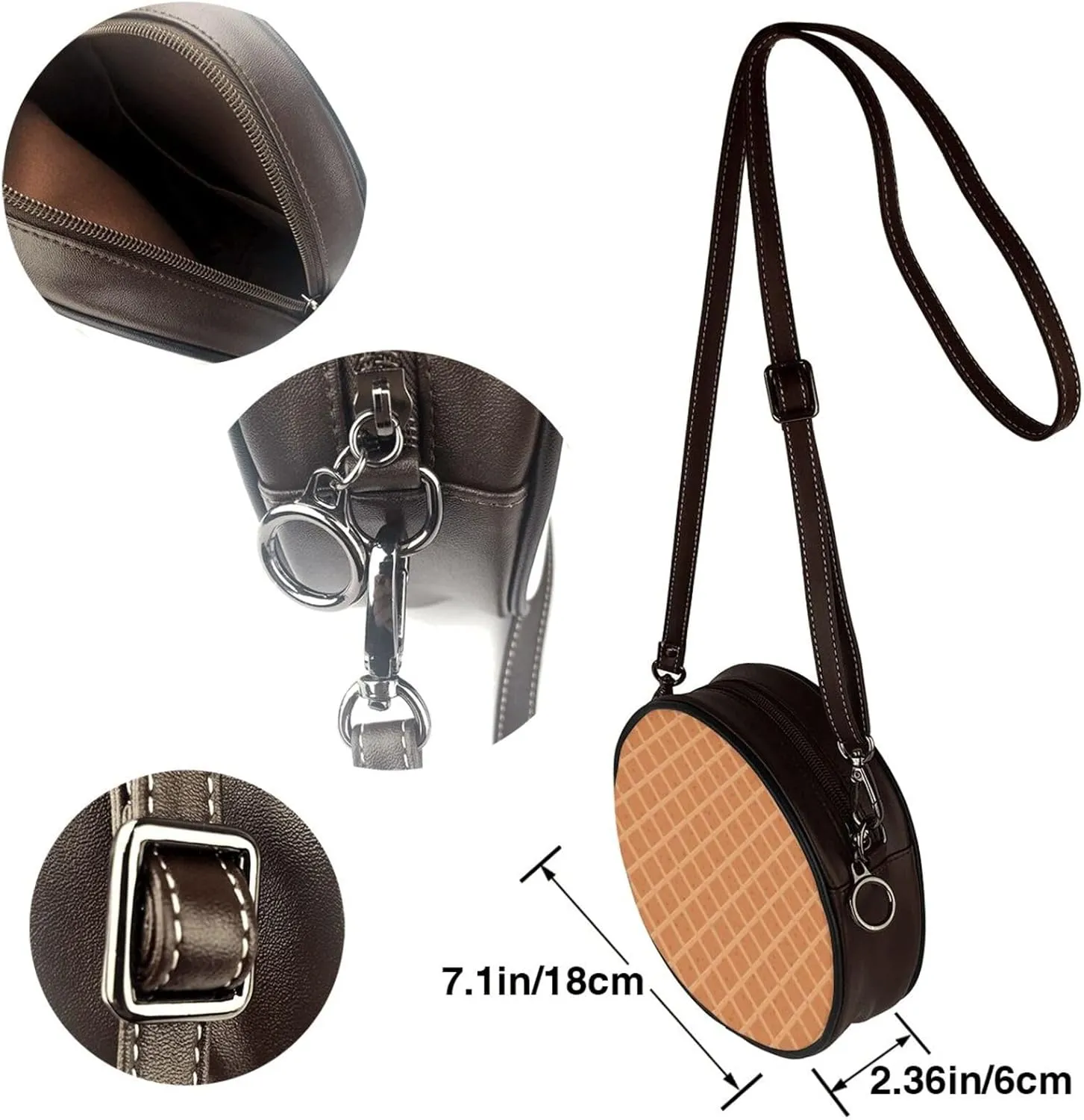 Crossbody Bags Circle Purses Women, Lightweight Functional Multi Pocket Purse Adjustable Strap