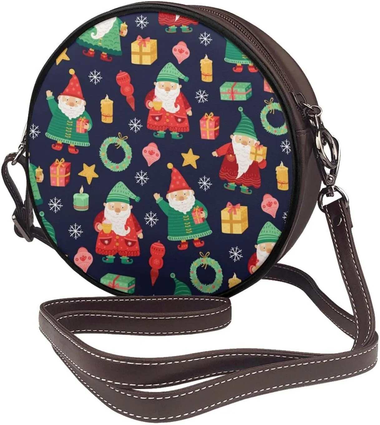 Crossbody Bags Circle Purses Women, Lightweight Functional Multi Pocket Purse Adjustable Strap
