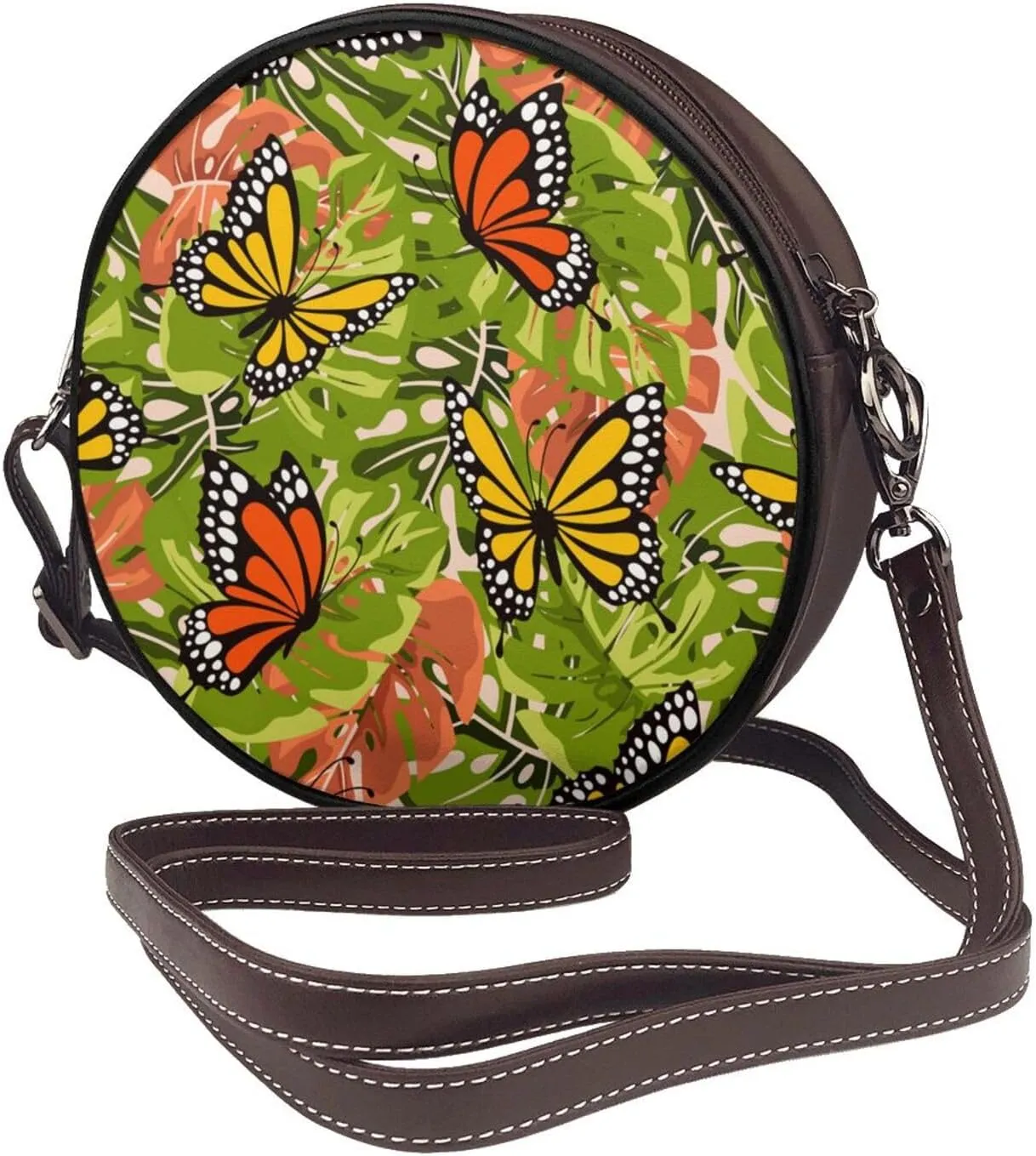 Crossbody Bags Circle Purses Women, Lightweight Functional Multi Pocket Purse Adjustable Strap