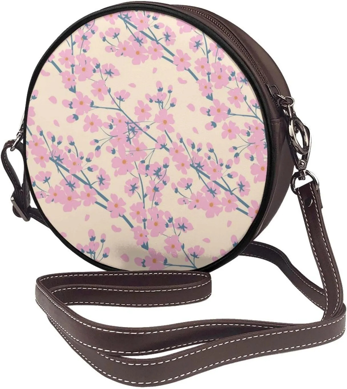 Crossbody Bags Circle Purses Women, Lightweight Functional Multi Pocket Purse Adjustable Strap