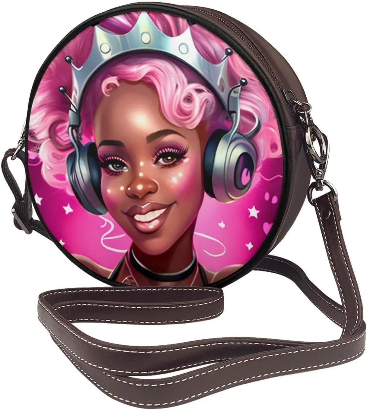 Crossbody Bags Circle Purses Women, Lightweight Functional Multi Pocket Purse Adjustable Strap