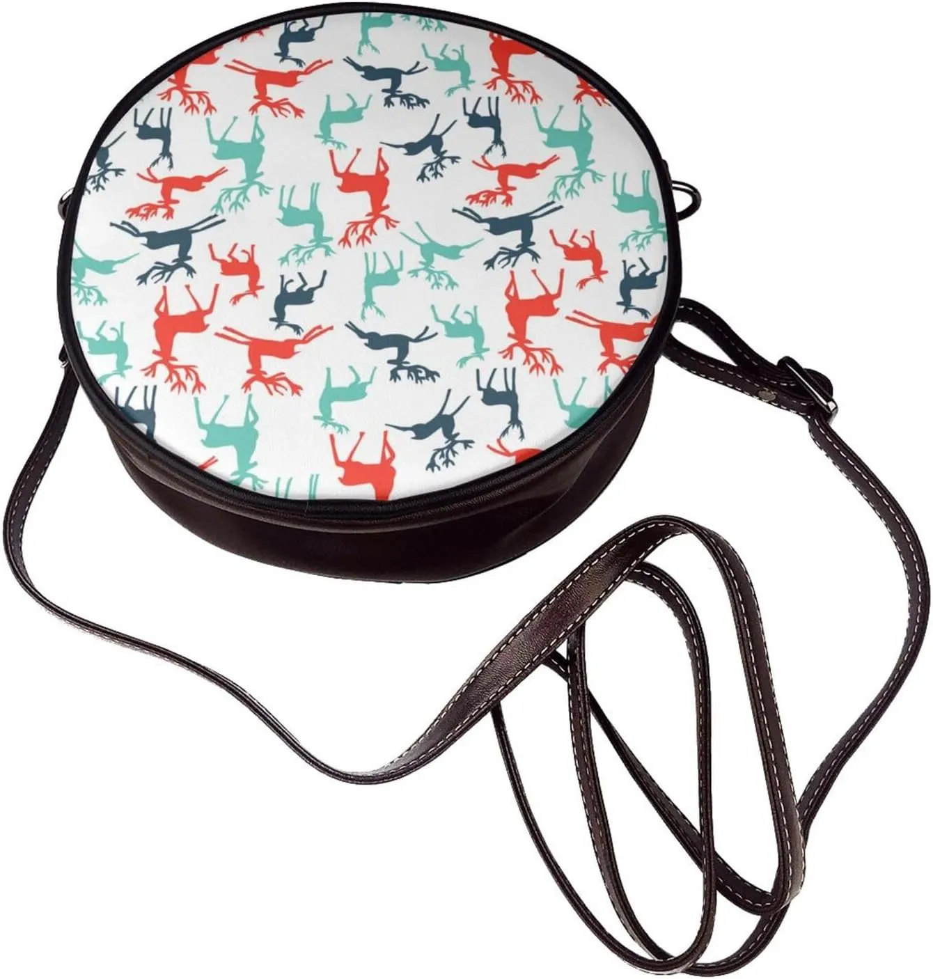 Crossbody Bags Circle Purses Women, Lightweight Functional Multi Pocket Purse Adjustable Strap
