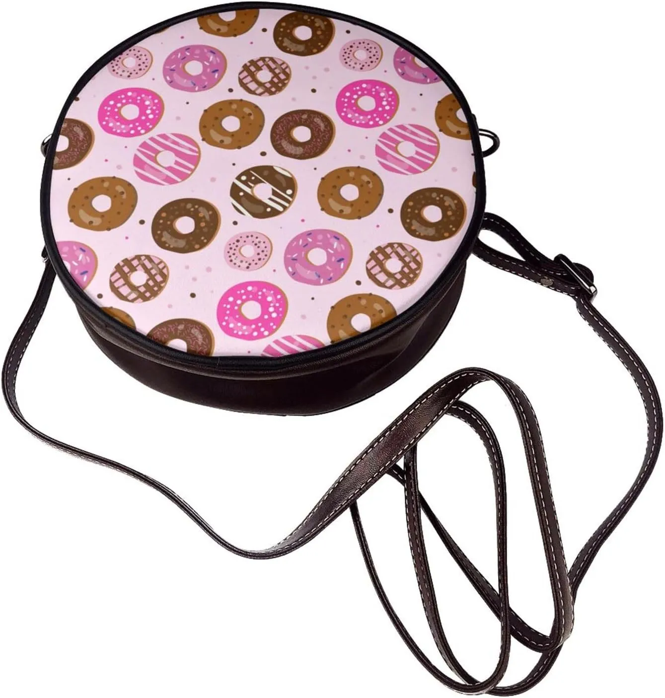 Crossbody Bags Circle Purses Women, Lightweight Functional Multi Pocket Purse Adjustable Strap