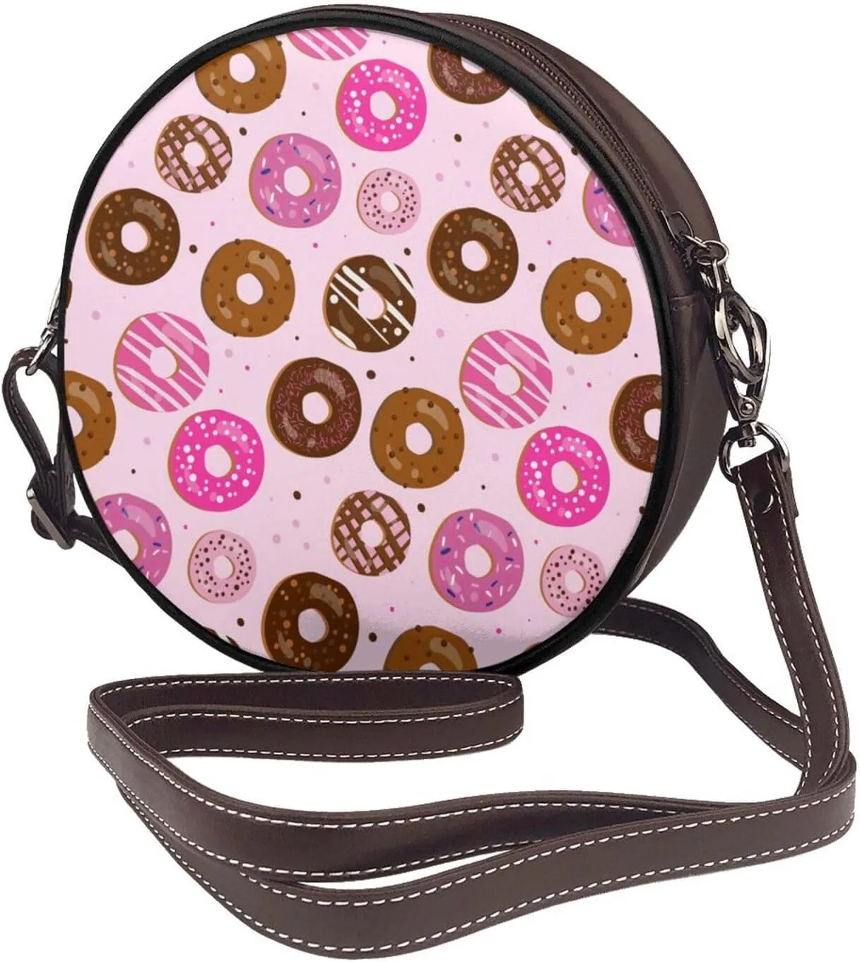 Crossbody Bags Circle Purses Women, Lightweight Functional Multi Pocket Purse Adjustable Strap