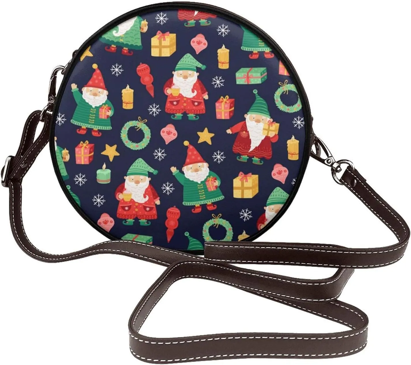 Crossbody Bags Circle Purses Women, Lightweight Functional Multi Pocket Purse Adjustable Strap