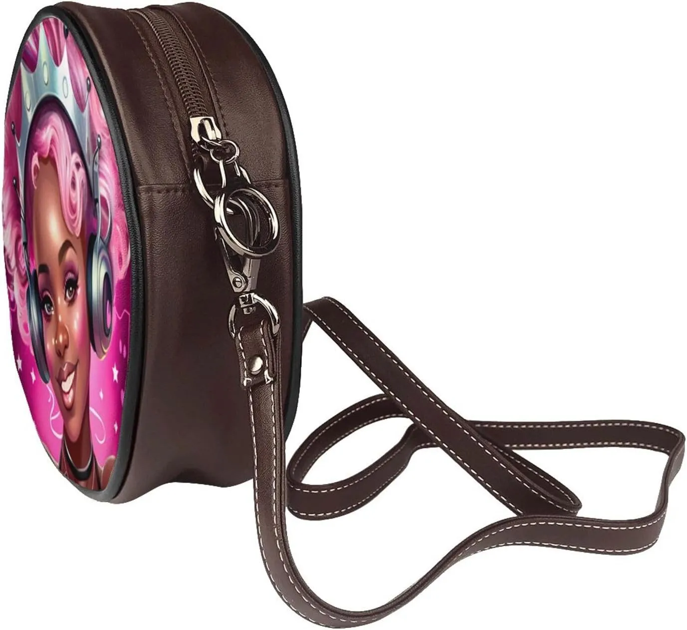 Crossbody Bags Circle Purses Women, Lightweight Functional Multi Pocket Purse Adjustable Strap