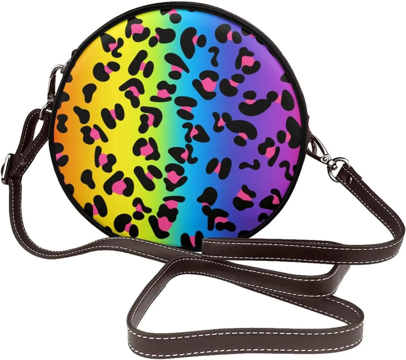 Crossbody Bags Circle Purses Women, Lightweight Functional Multi Pocket Purse Adjustable Strap