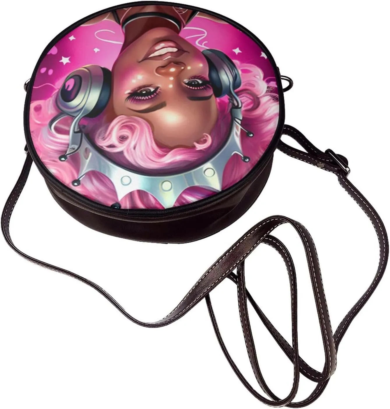 Crossbody Bags Circle Purses Women, Lightweight Functional Multi Pocket Purse Adjustable Strap