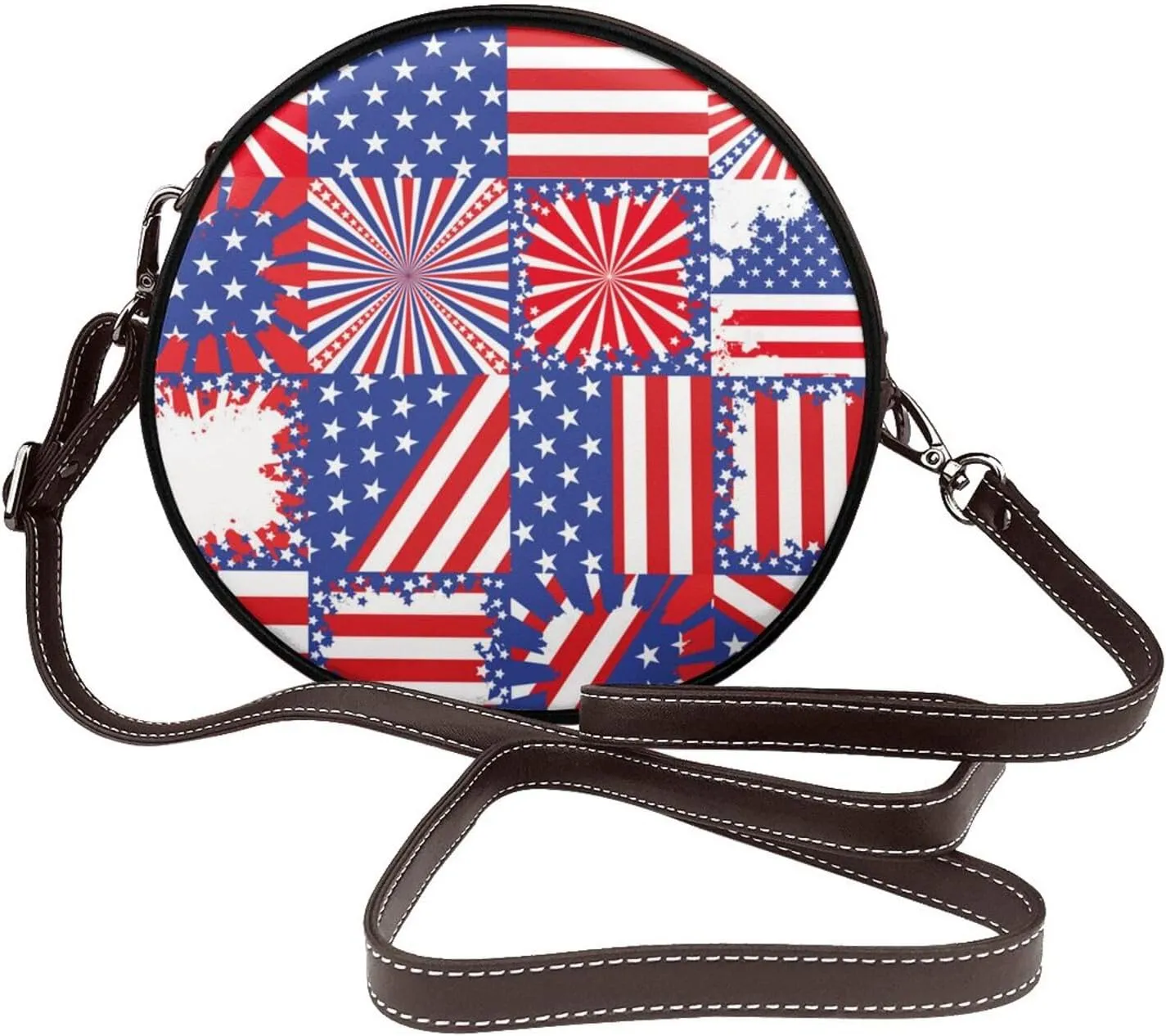 Crossbody Bags Circle Purses Women, Lightweight Functional Multi Pocket Purse Adjustable Strap