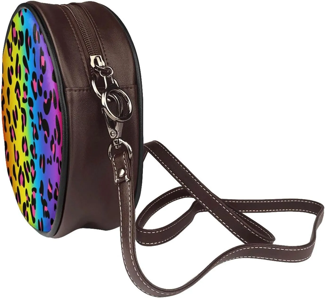 Crossbody Bags Circle Purses Women, Lightweight Functional Multi Pocket Purse Adjustable Strap
