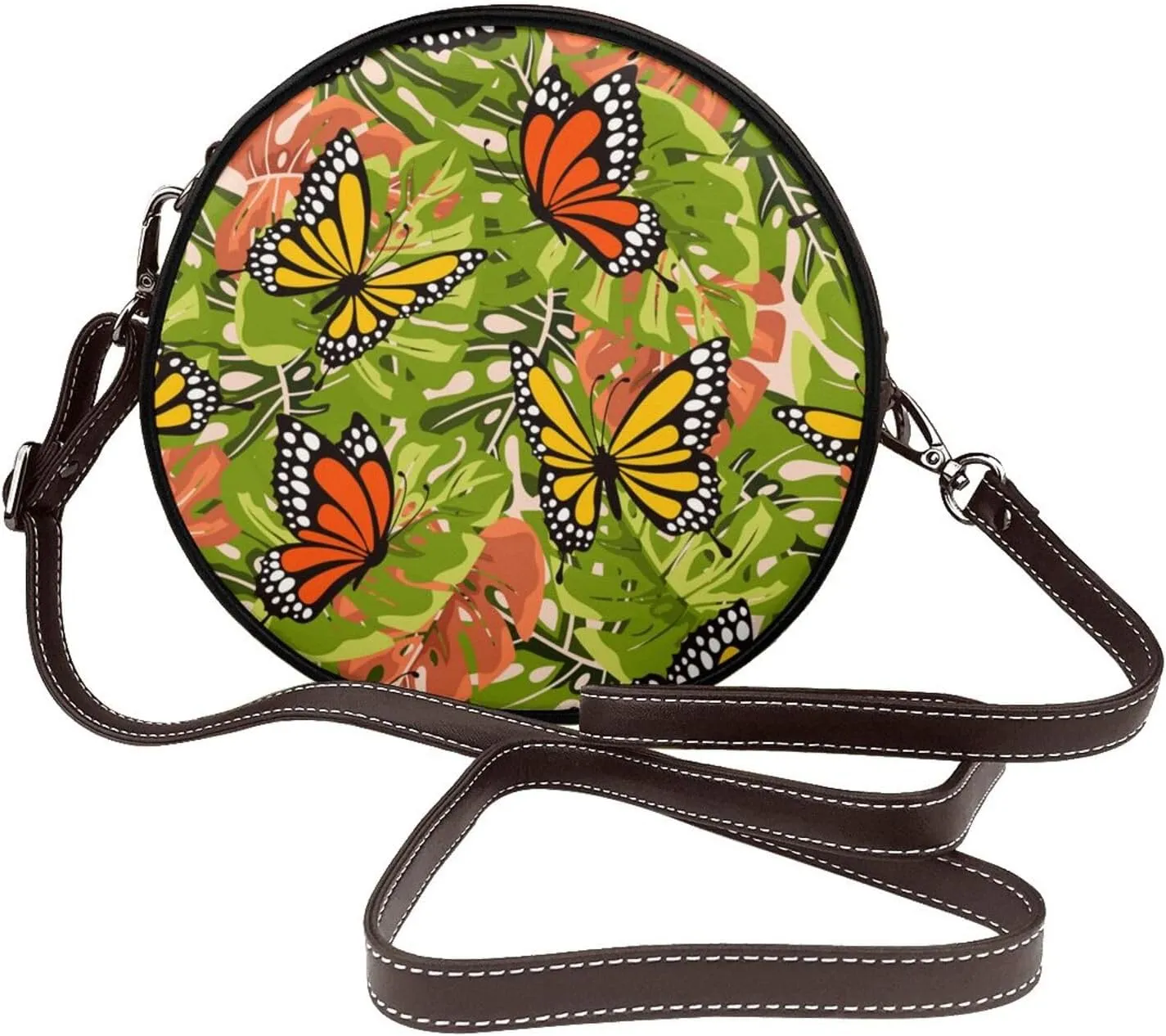 Crossbody Bags Circle Purses Women, Lightweight Functional Multi Pocket Purse Adjustable Strap