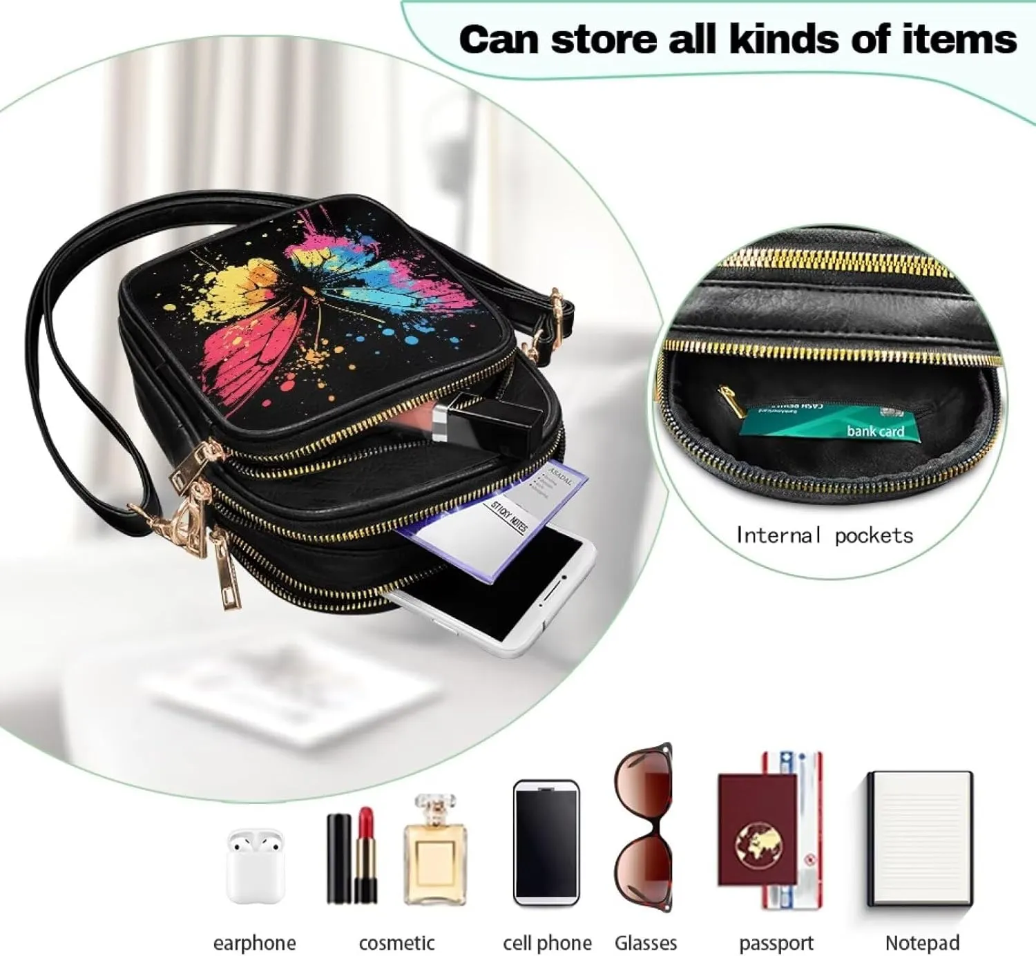Crossbody Bags for Women Small Size Travel Leather Shoulder Purses Mini Satchel Bag