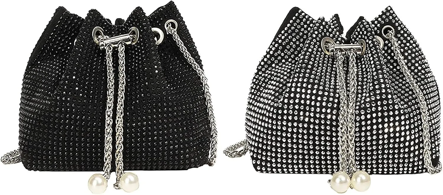Crossbody Shoulder Evening Bag Shinny Clutch Purse Bucket Pearl Strap Handbag For oss Body Bag Purses for Women