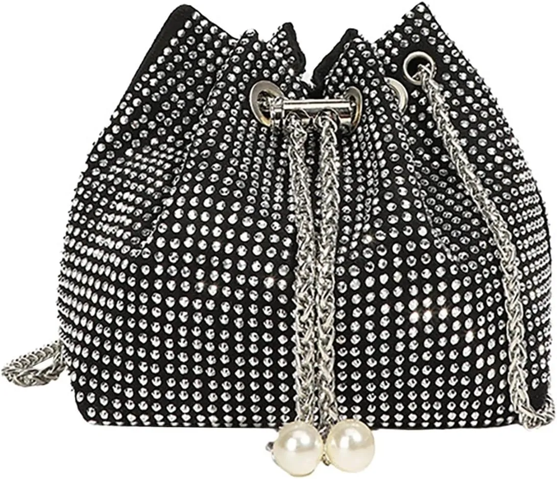 Crossbody Shoulder Evening Bag Shinny Clutch Purse Bucket Pearl Strap Handbag For oss Body Bag Purses for Women