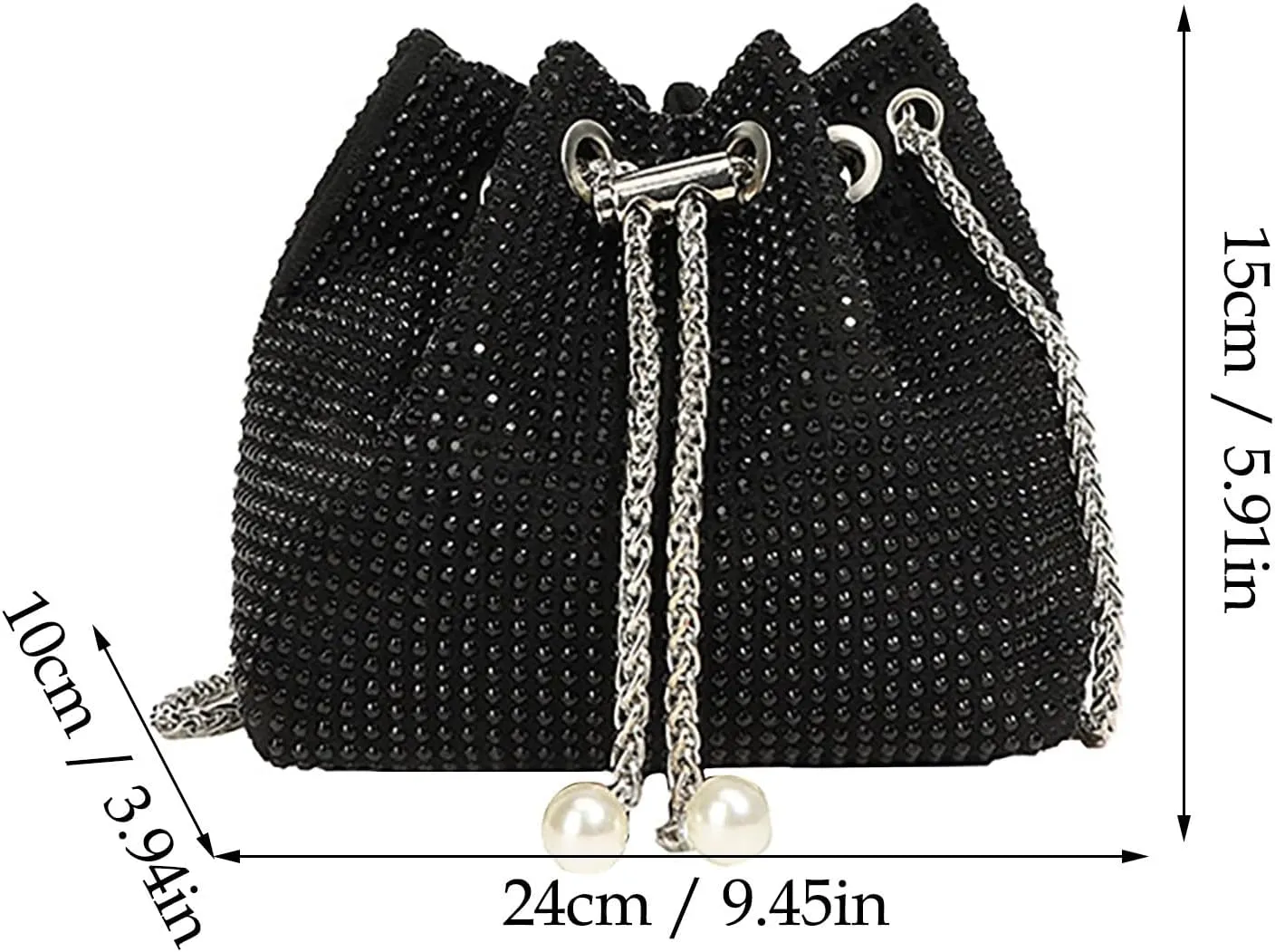 Crossbody Shoulder Evening Bag Shinny Clutch Purse Bucket Pearl Strap Handbag For oss Body Bag Purses for Women