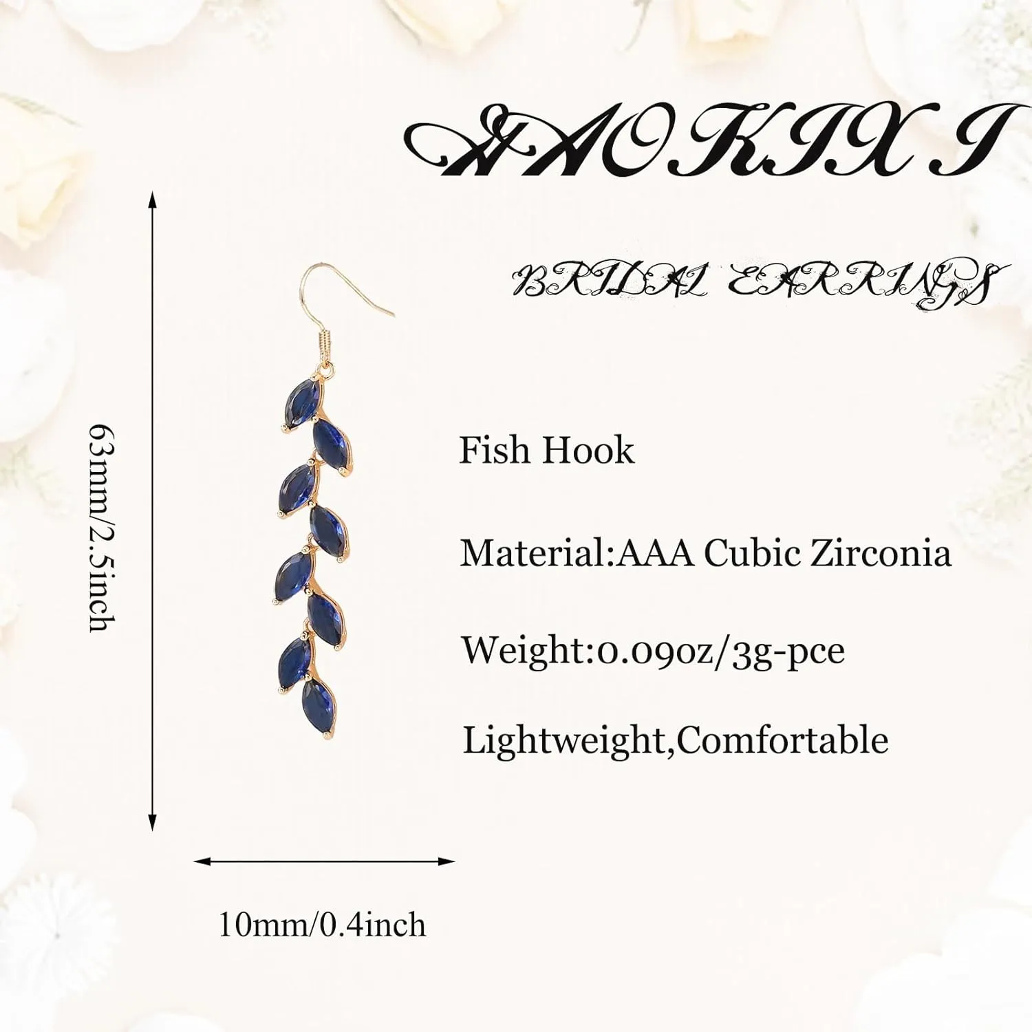 Cubic Zirconia Wedding Earrings for Bridal Bridesmaid Rhinestone Dangle Earrings Crystal Drop Earrings for Women Prom Party Jewelry Gifts