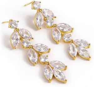 Cubic Zirconia Wedding Earrings for Bridal Elegant Rhinestone Crystal Drop Dangle Earrings for Women Bridesmaids Guest Party Prom Jewelry Trendy