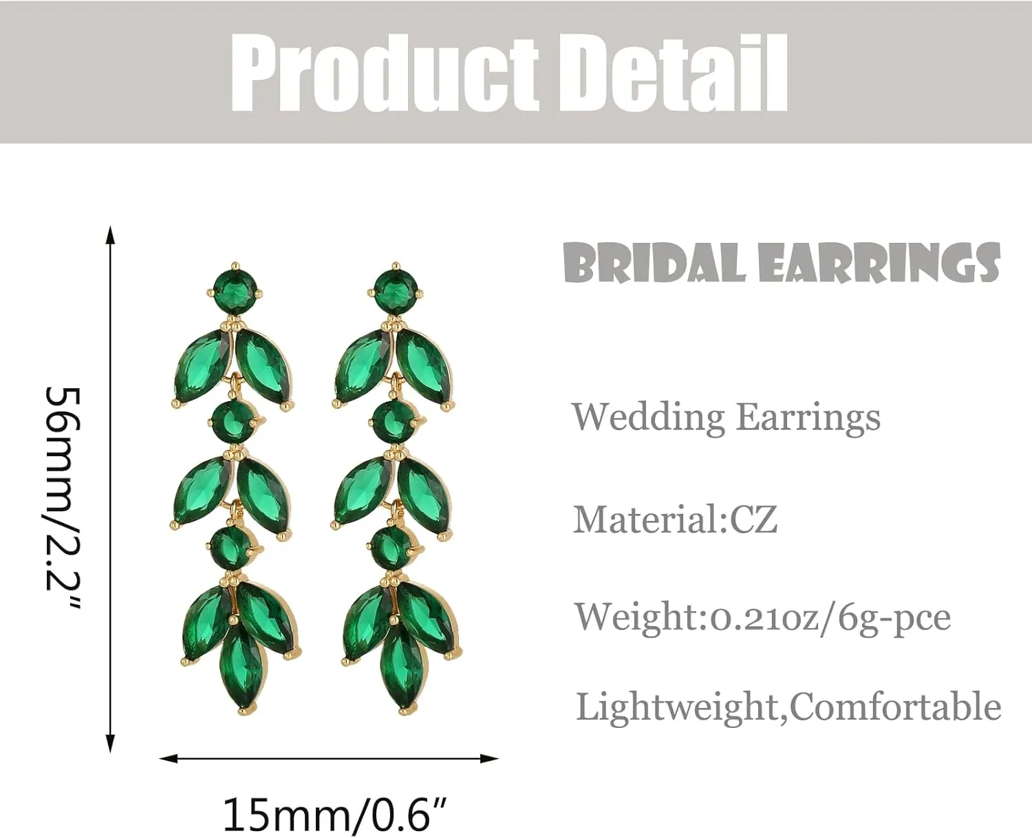 Cubic Zirconia Wedding Earrings for Bridal Elegant Rhinestone Crystal Drop Dangle Earrings for Women Bridesmaids Guest Party Prom Jewelry Trendy
