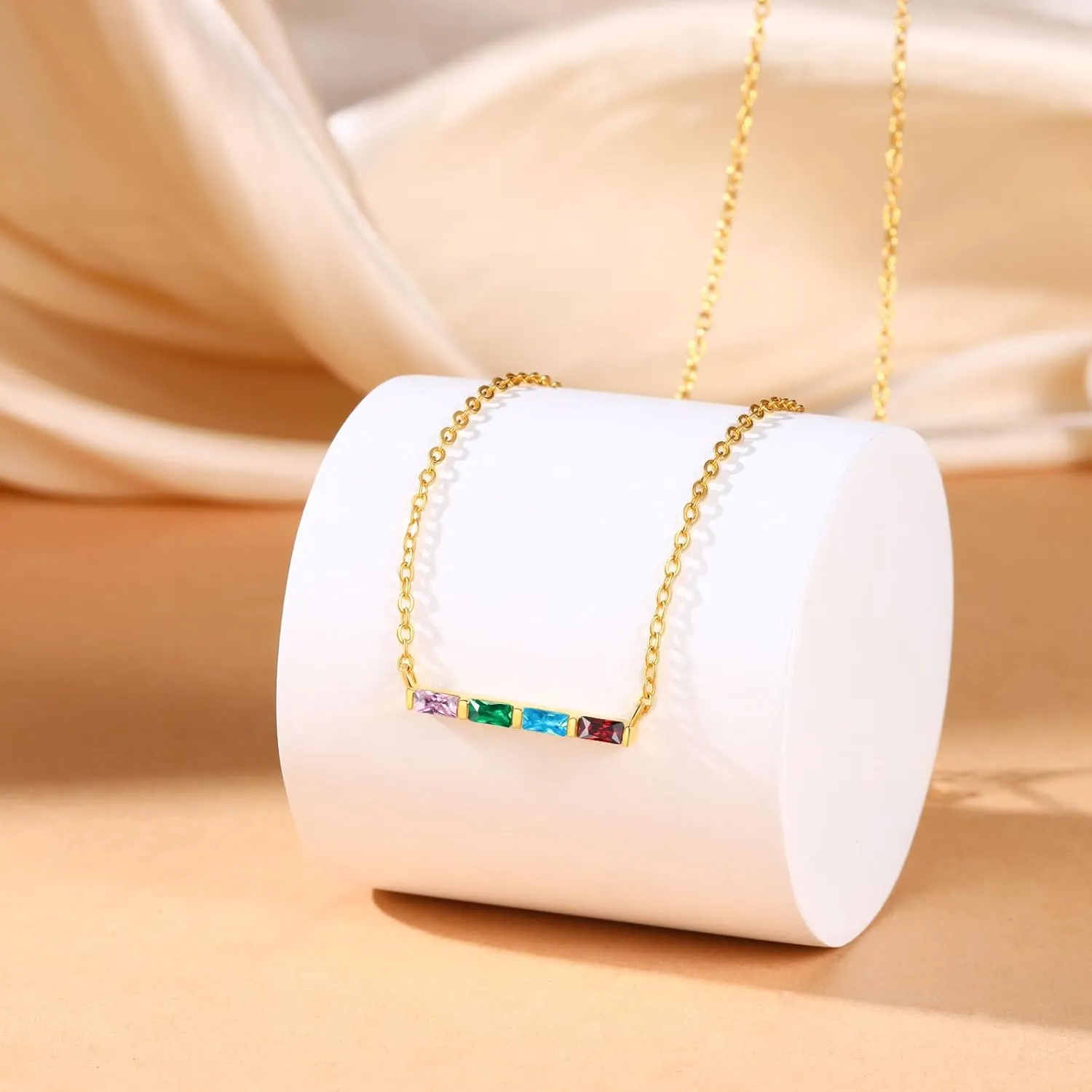 Custom Mothers Bar Necklace with Birthstone, Personalized Birthday Jewelry Gifts for Mom, Her, Wife, Grandma, Nana, Girlfriend Valentines Day Anniversary Necklaces