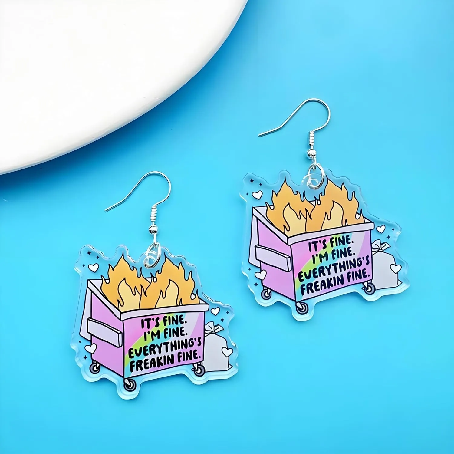Cute Earrings For Women, Silver Hooks Funny Quote Dangle Earring IDK I Just Work Here Kawaii Hypoallergenic Trendy Fun Non Tarnish New Year Holiday Birthday Jewelry Gift