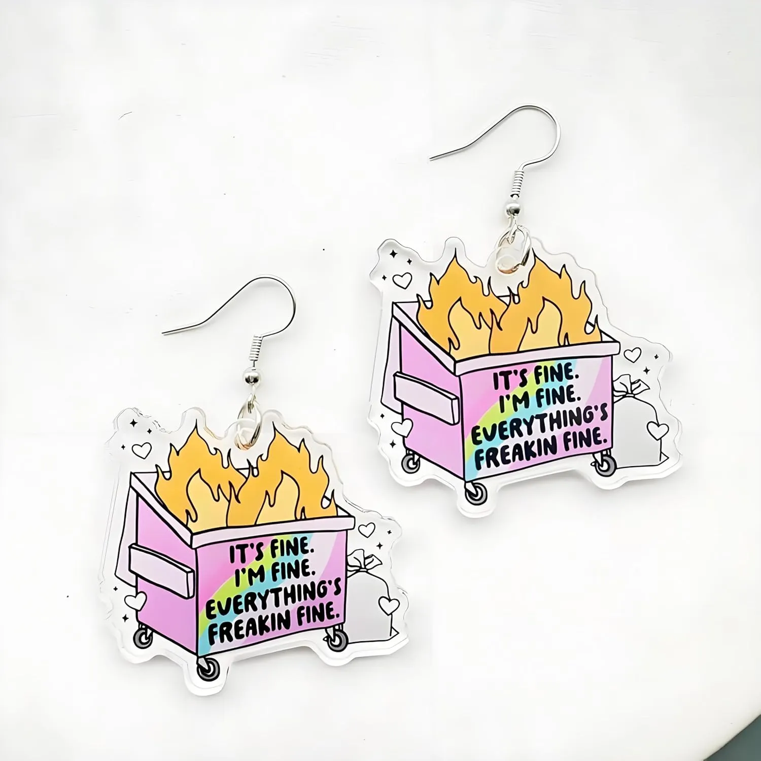 Cute Earrings For Women, Silver Hooks Funny Quote Dangle Earring IDK I Just Work Here Kawaii Hypoallergenic Trendy Fun Non Tarnish New Year Holiday Birthday Jewelry Gift