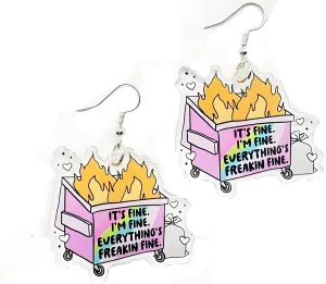 Cute Earrings For Women, Silver Hooks Funny Quote Dangle Earring IDK I Just Work Here Kawaii Hypoallergenic Trendy Fun Non Tarnish New Year Holiday Birthday Jewelry Gift