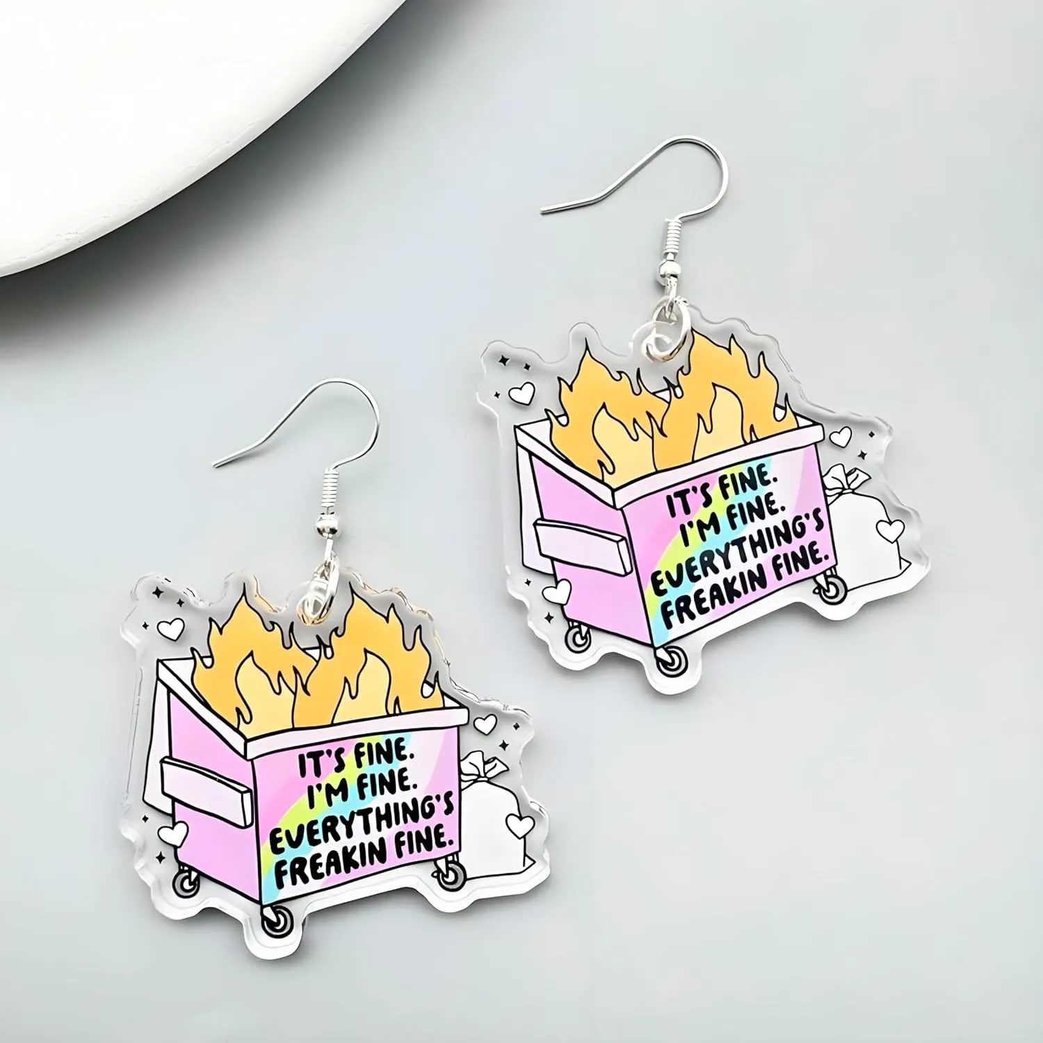 Cute Earrings For Women, Silver Hooks Funny Quote Dangle Earring IDK I Just Work Here Kawaii Hypoallergenic Trendy Fun Non Tarnish New Year Holiday Birthday Jewelry Gift