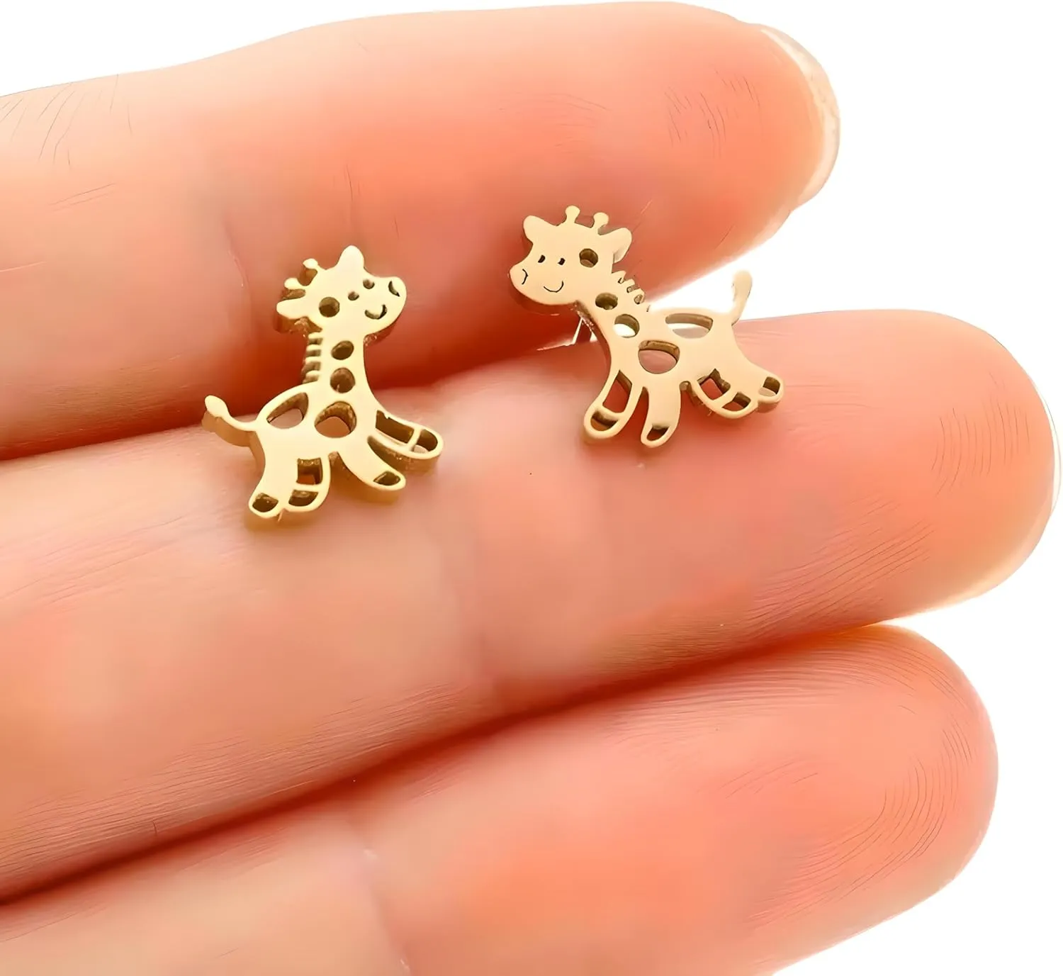 Cute Giraffe Stud Earrings, Black, Silver, Rose Gold, and Gold Options, Stainless Steel, Animal Design - Gift for Giraffe Lovers
