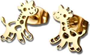 Cute Giraffe Stud Earrings, Black, Silver, Rose Gold, and Gold Options, Stainless Steel, Animal Design - Gift for Giraffe Lovers