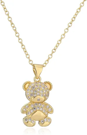 Cute Gold Bear Necklace For Women - Playful Animal Bear Pendant Nature-inspired Fashion Accessory Adorable Charm Animal Jewelry Gift