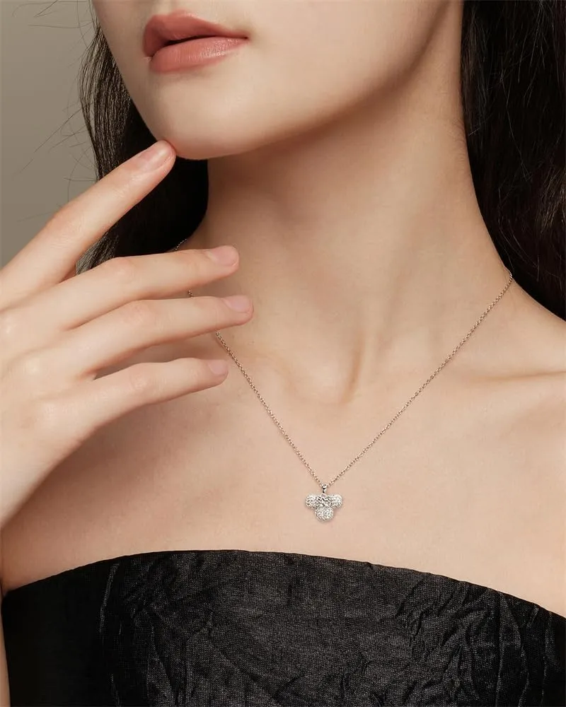 Cute Lady Mouse Pendant Necklace for Women Surgical Stainless Steel Hypoallergenic Crystal Choker Chain Adjustable Comfortable Dainty Anniversary Birthday Holiday Jewelry