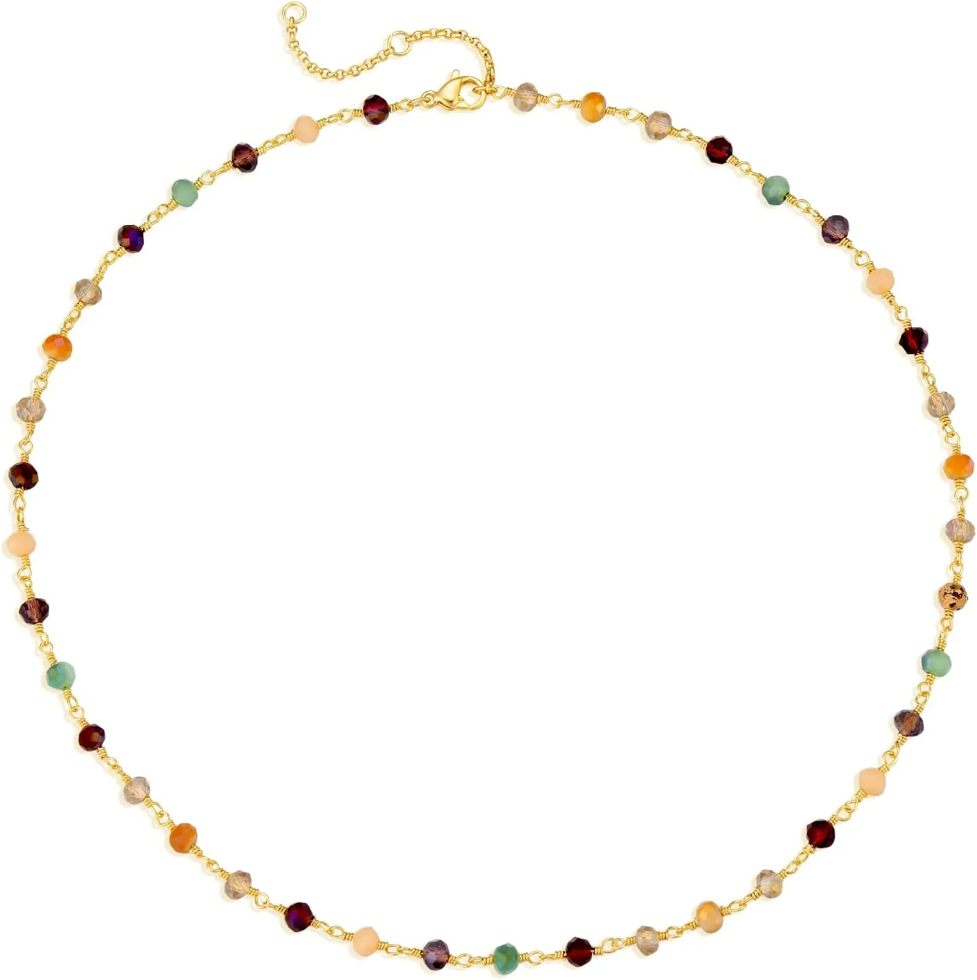 Dainty Chain Choker Necklace 18K Gold Plated Colorfull Link Chokers for Women Multicolor Necklaces Jewelry
