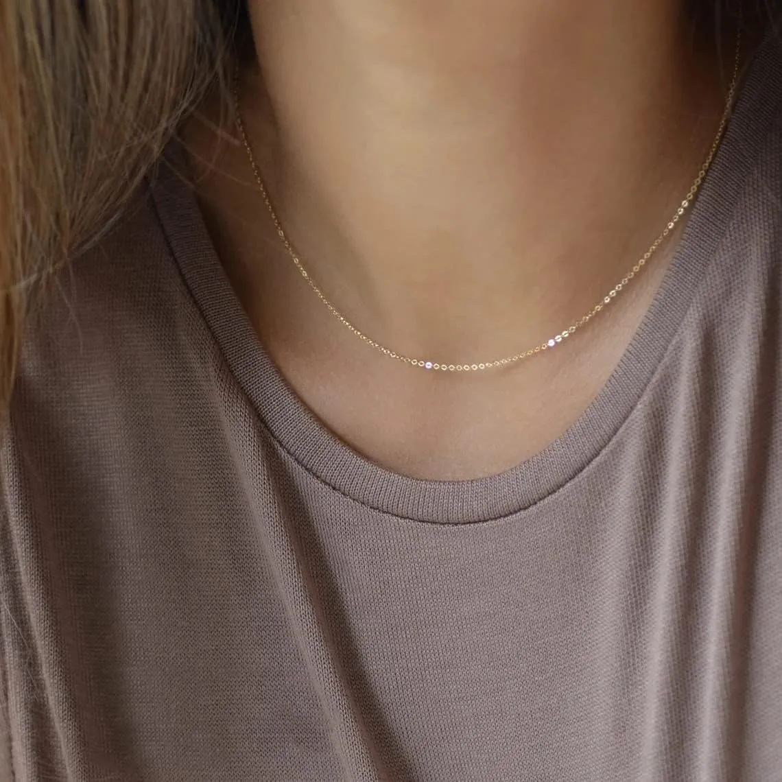 Dainty Chain Necklace for Women 18K Gold Plated Coin Disc Choker Necklaces Simple Satellite Beaded Twisted Chain Necklace Delicate Thin Paper Clip Necklaces Everyday Jewelry