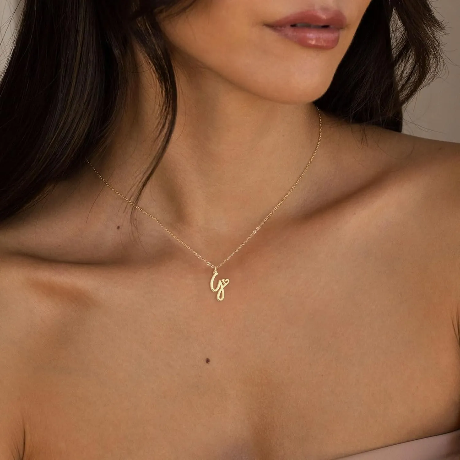 Dainty Gold Initial Necklaces for Women, 14K Gold Plated Tiny Letter Pendant Necklace Simple Cute Custom Personalized Monogram Name Choker Trendy Minimalist Jewelry Gift