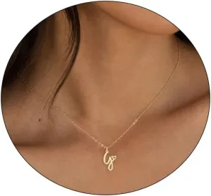 Dainty Gold Initial Necklaces for Women, 14K Gold Plated Tiny Letter Pendant Necklace Simple Cute Custom Personalized Monogram Name Choker Trendy Minimalist Jewelry Gift