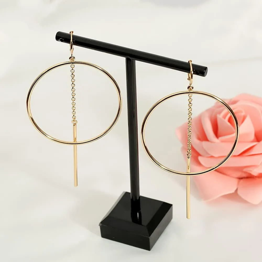 Dangle Hoop Earrings for Women, 14k Gold/Silver Plated High Polished Cute & Aesthetic Earrings for Women