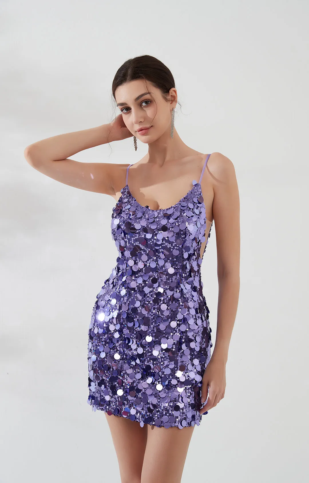 Dazzling Sequin Spaghetti Straps Mini Homecoming Dress