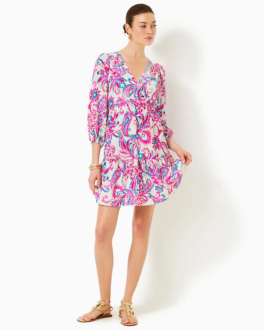 Deacon Three Quarter Sleeve V Neck Dress