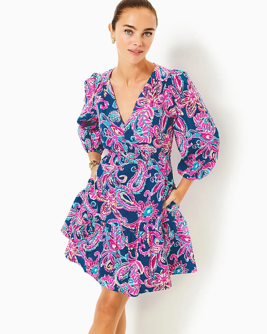 Deacon Three Quarter Sleeve V Neck Dress