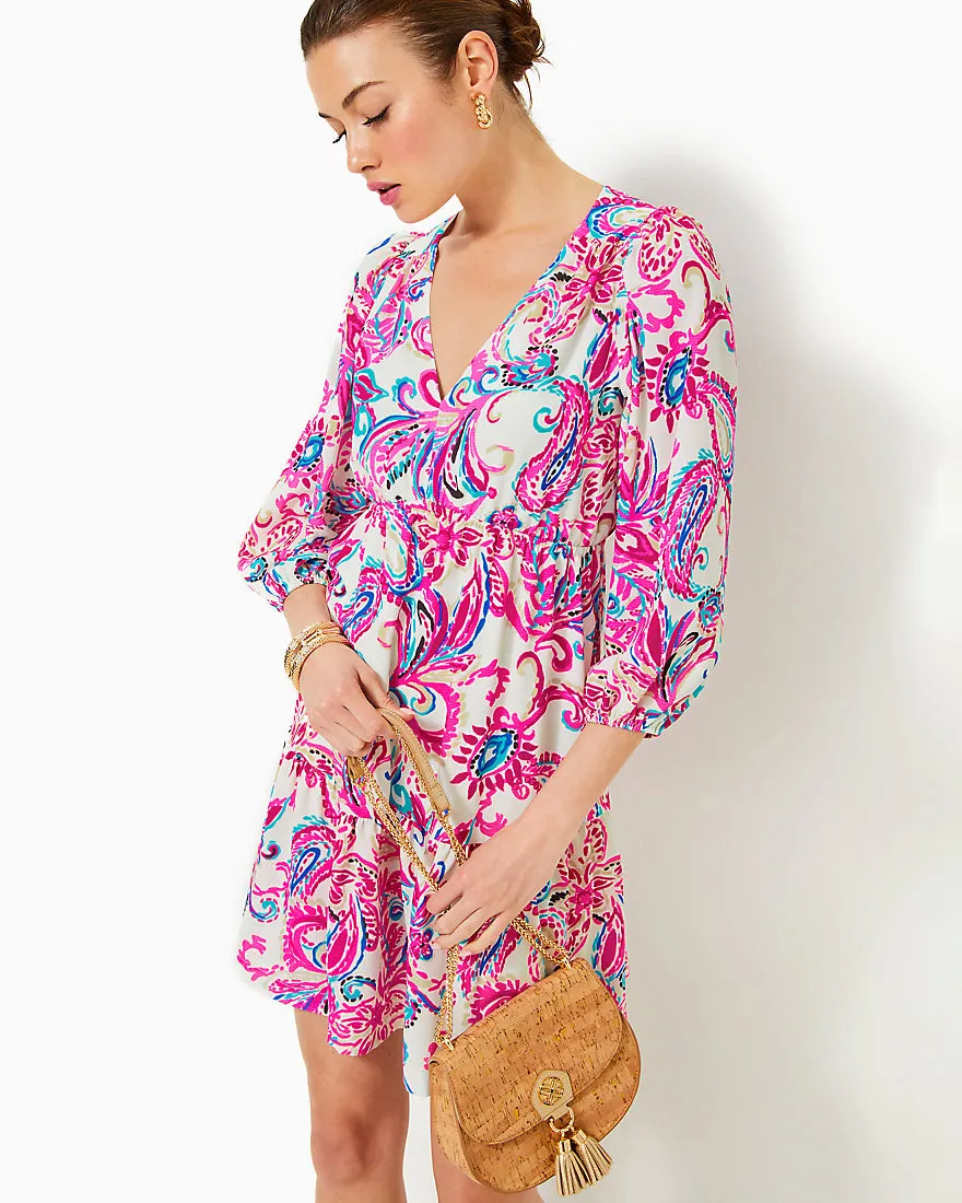 Deacon Three Quarter Sleeve V Neck Dress