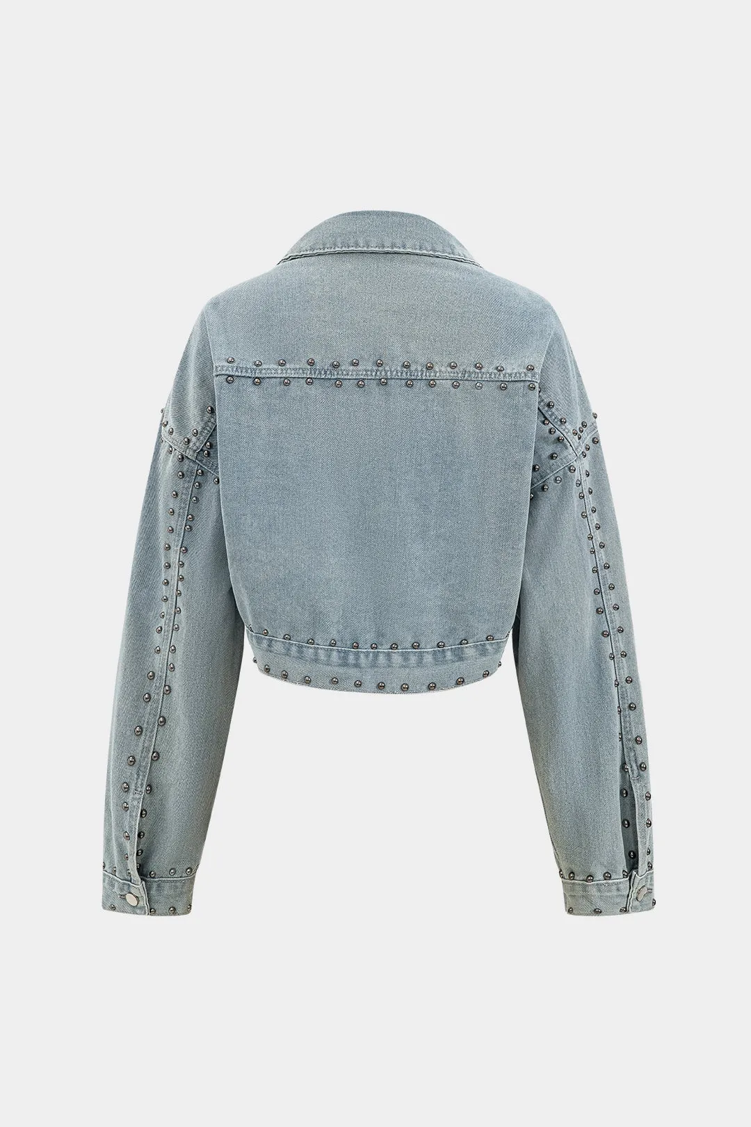 Denim Studded Long Sleeve Outerwear