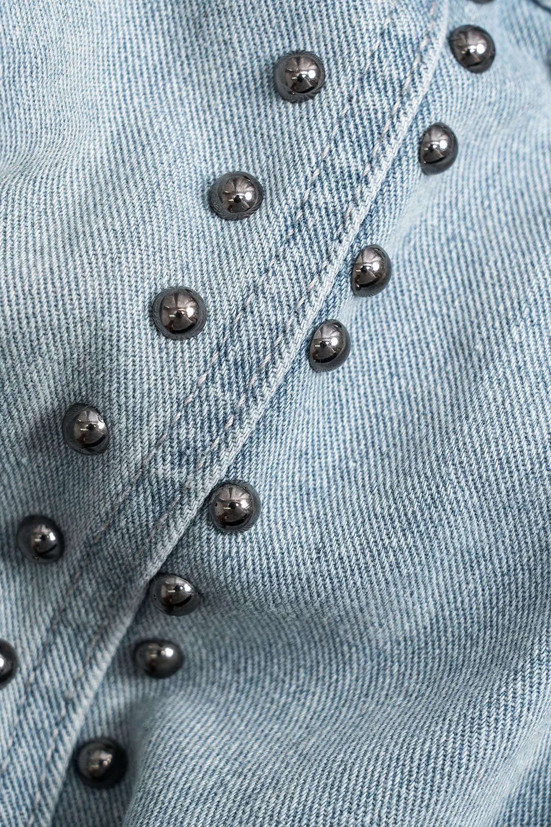 Denim Studded Long Sleeve Outerwear