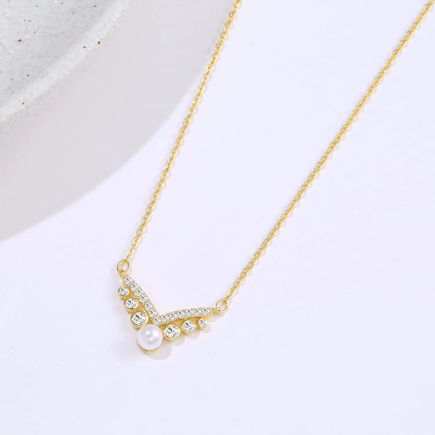 Diamond Necklaces for Women 14k Gold Plated Dainty Flower Cubic Zirconia Simple Layered Necklace Different Shapes Choker Necklaces Delicacy Jewelry for Women