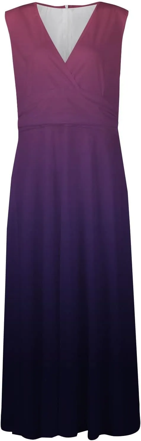 Dresses for Women 2024 Sleeveless Wrap V Neck Beach Dresses Flowy Ruched Floral Print Maxi Dress Flowy Boho Dress