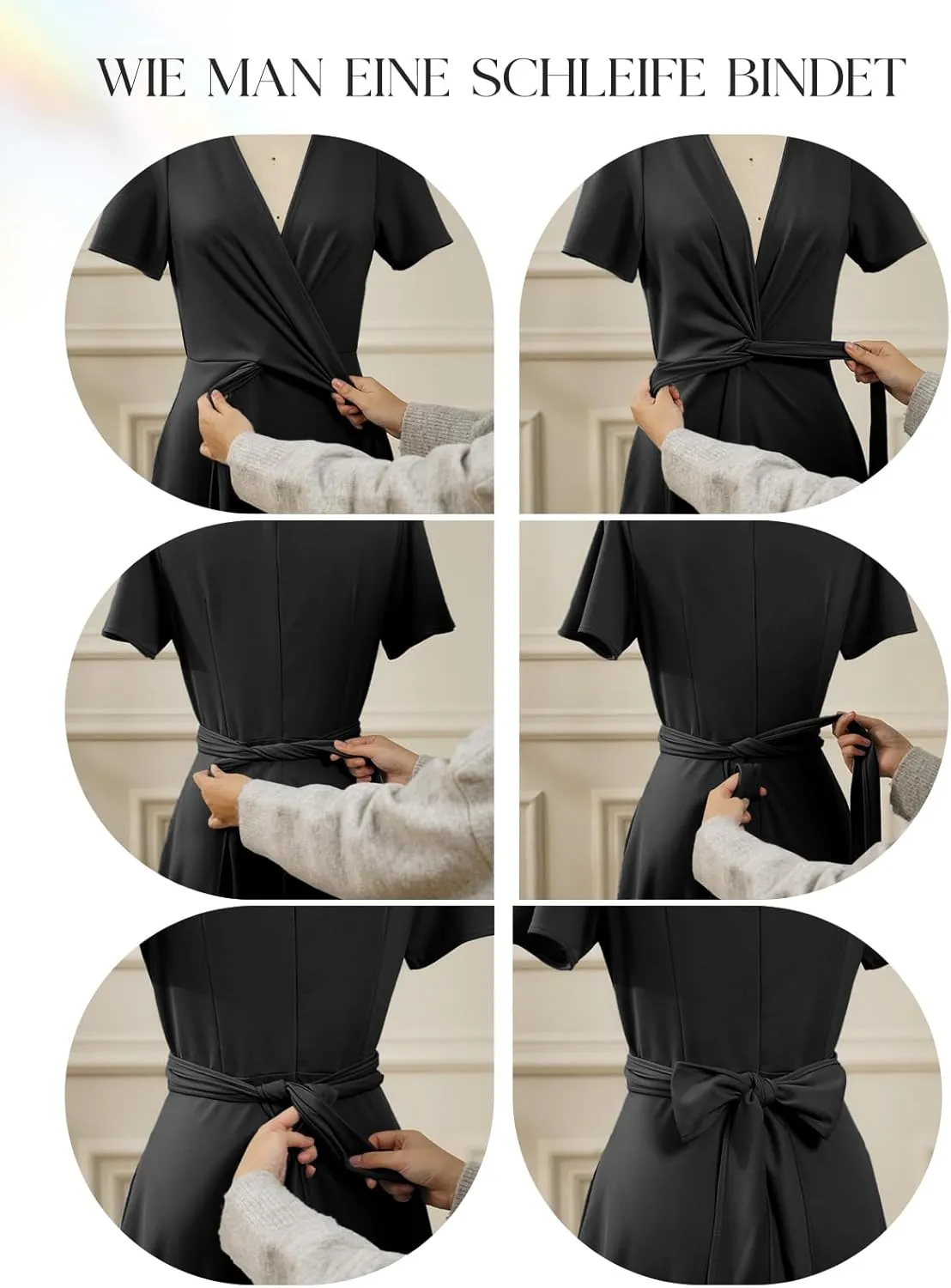 DRESSTELLS Women's Cocktail Dress with Pockets 2025, Twist Knot Ruched Wrap Dresses, V Neck & Bow Tie