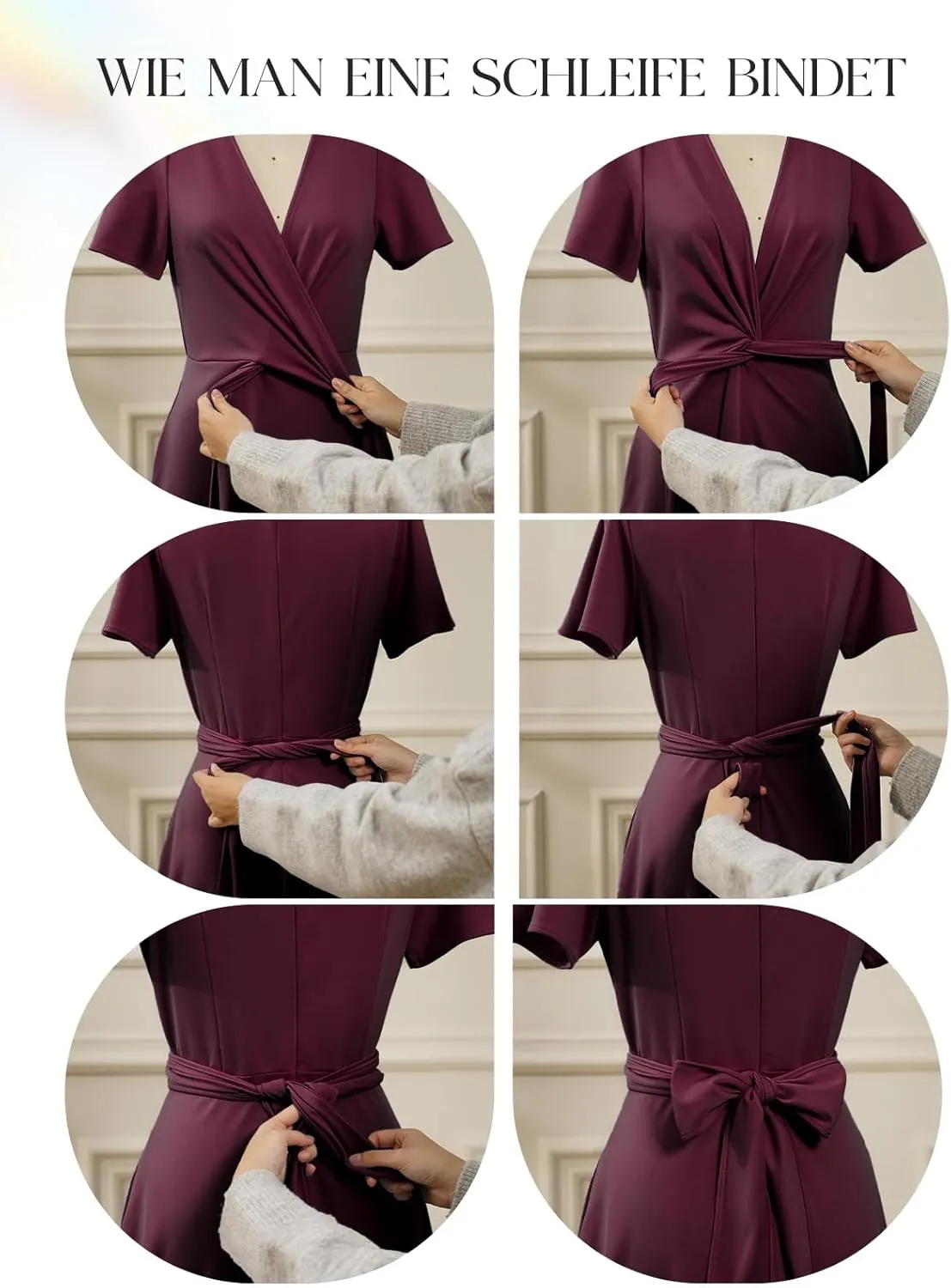 DRESSTELLS Women's Cocktail Dress with Pockets 2025, Twist Knot Ruched Wrap Dresses, V Neck & Bow Tie