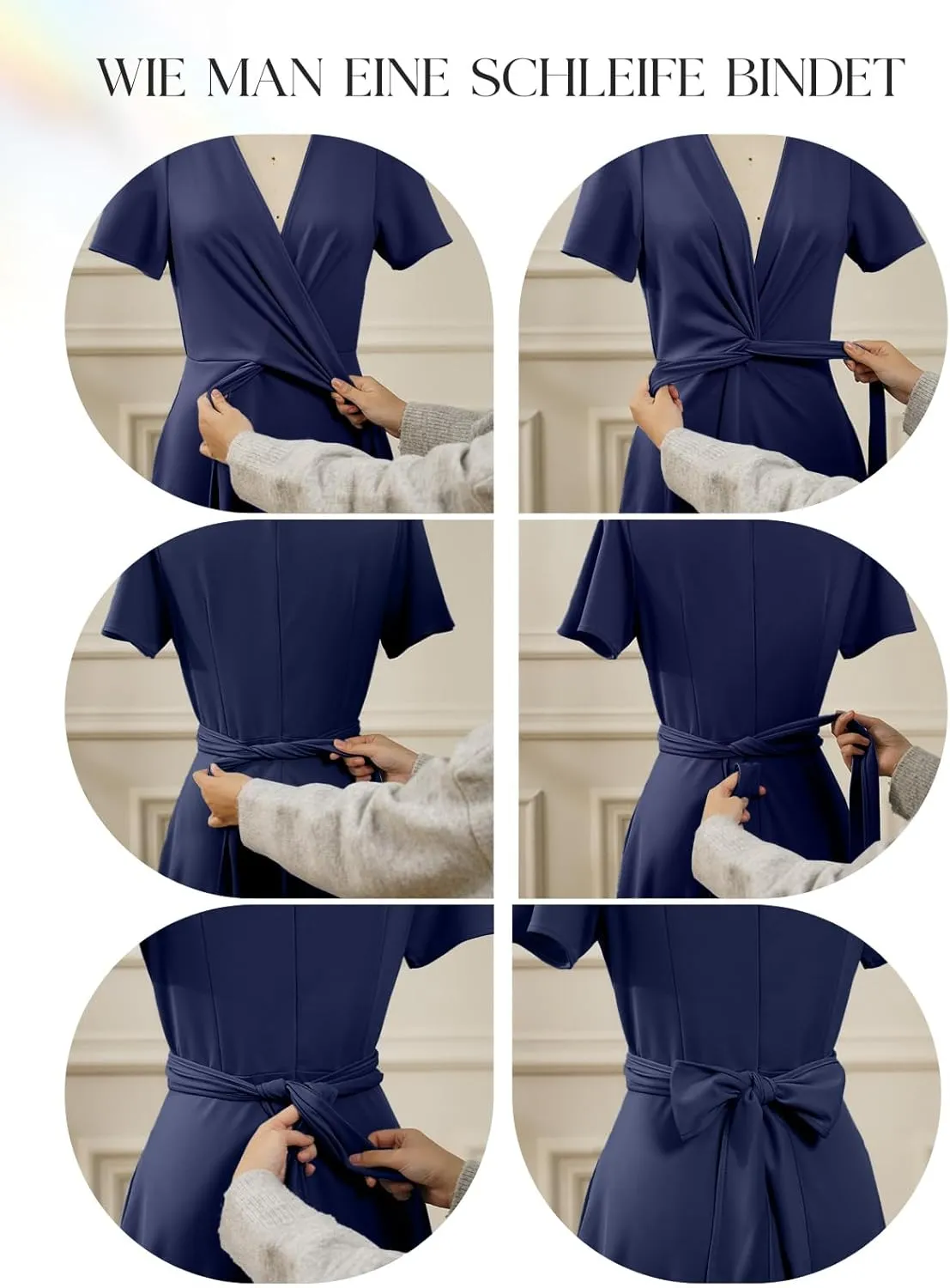DRESSTELLS Women's Cocktail Dress with Pockets 2025, Twist Knot Ruched Wrap Dresses, V Neck & Bow Tie